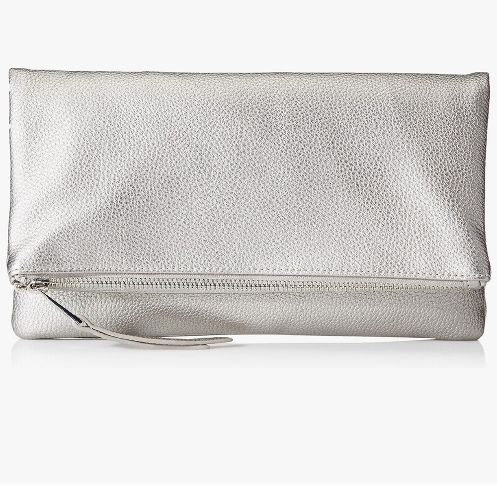 The Drop silver metallic fold over purse.